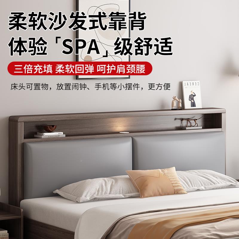 纯实木床1.5m简约代F78MJ7H5包1双人床家用米8大床出软租房1米2单