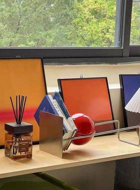 日金属不锈线条书架地置钢物架客53642式厅靠落墙收纳民宿样品房