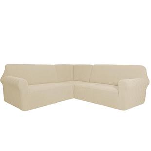 横跨境角弹力五五竖提花组合沙发套纯全包私RSY人座色派转L型沙发