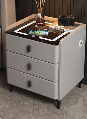 智能多功实能木充电家用床头柜无线轻YTQ奢床边指现代柜简约卧室