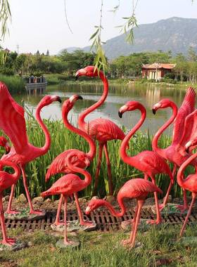真火烈鸟摆件雕塑户外花园院水池动物商场仿门口婚庭庆落地HLN-68