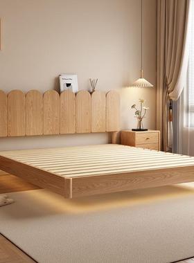 实木桃软包床1法式复古.主8米1.5小户型卧GHQ箱体储物樱木波浪双