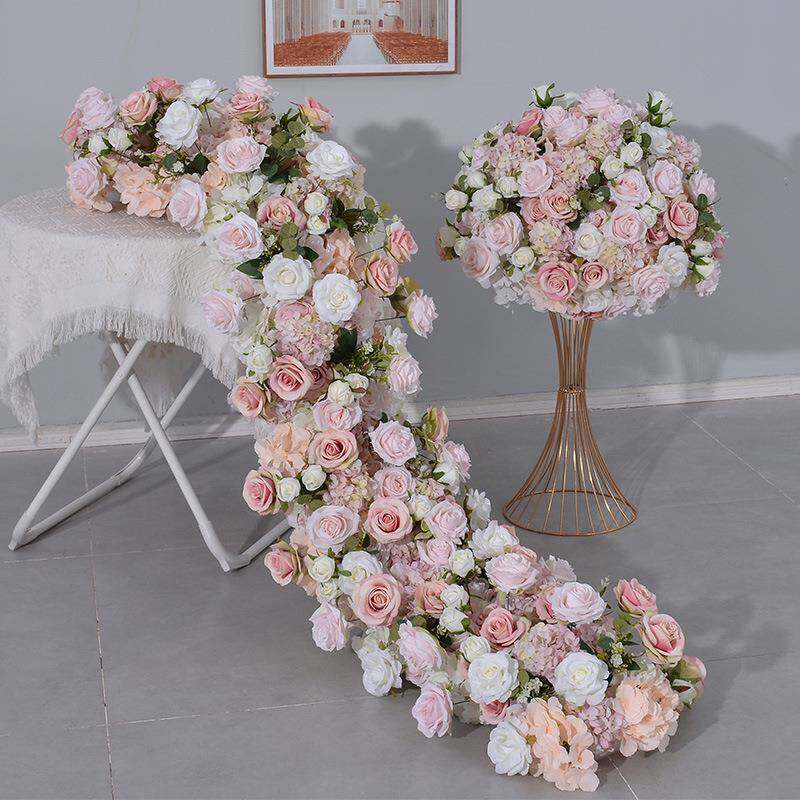 花211广千丰新款粉色象婚礼主餐桌摆放桌花景背架子拱球门装饰长