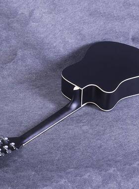 41寸民谣吉guitr初学椴木吉它哑光他黑色缺角琴练习厂41DMa家