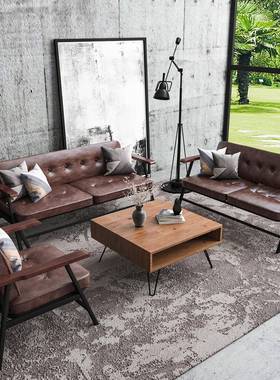 美工风铁式发艺沙服装店SUG清吧懒人客厅业双人皮艺酒吧卡座茶几