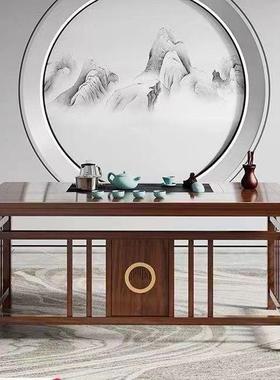 实木茶家桌椅组合办套公室用阳台一57168一体整功夫泡茶台茶仿古