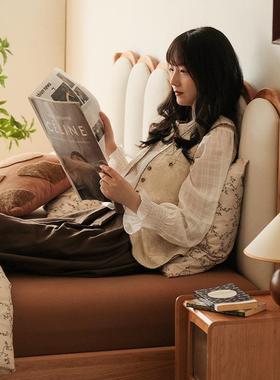 诺星木/日和床5/木实木38089软包双人床樱桃复古1.米床1.8米主卧