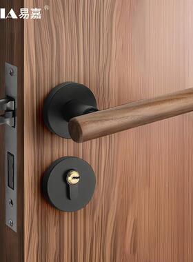 简约室内卧室门锁胡房桃木静磁用吸房间家门把手复音古YNN分体门