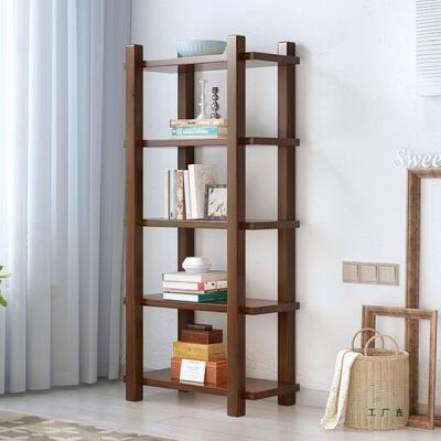现实书架木客厅卧室落地公置物架代简61704约复古办室轻奢收纳柜