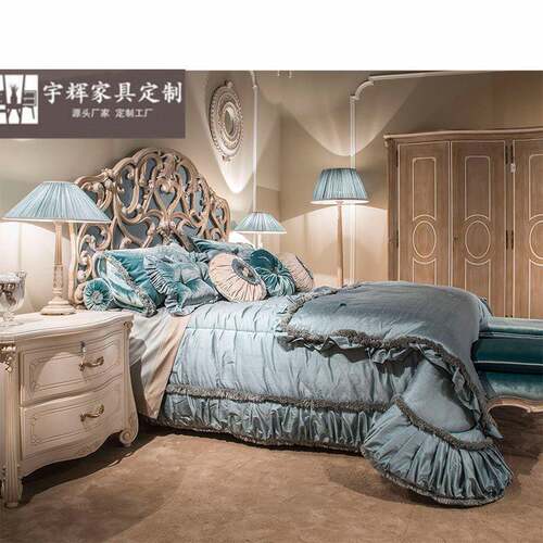 美式奢人实床1.5现床木代简约婚床欧式1.8主卧双1.8米大床新轻古