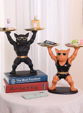 法斗犬摆件关柜放钥匙收吧纳盘客厅进门SL101轻奢托玄家居台装饰