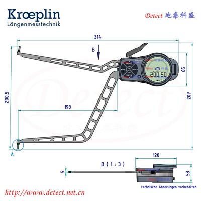 L内450数显内径卡国规德kroeplin卡规电子L450数内卡规IP67带表卡