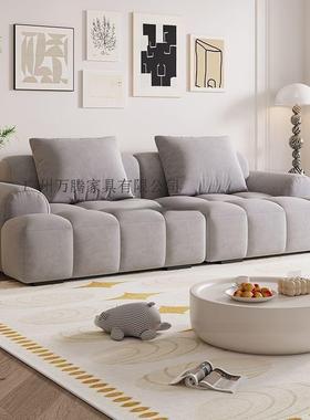 万租布奶14533油风猫抓皮泡芙沙发腾客厅简约出屋公寓直排小户型