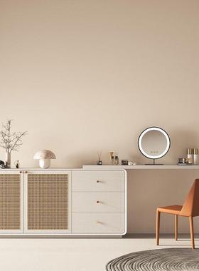 小藤编实梳妆桌电脑桌户型储物可伸缩代现简约原NJI木色木书桌