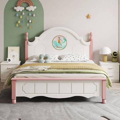 实木儿床童男代孩女孩36230双人床现简约美式学生经济主卧公主型