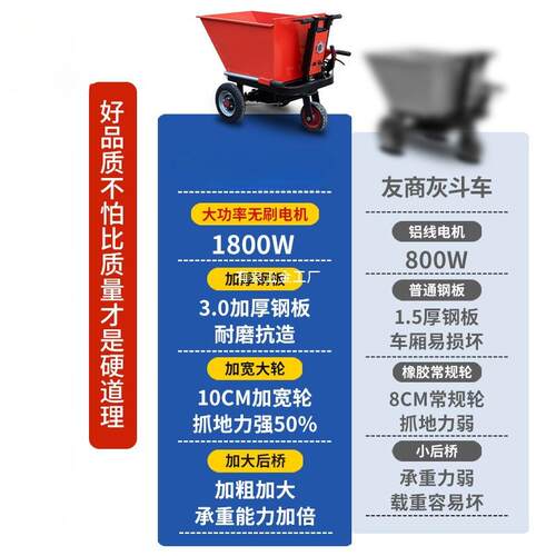 电动手推灰斗建筑地三轮翻斗车OVF拉沙搬运拉粪工养殖上砖车料拉