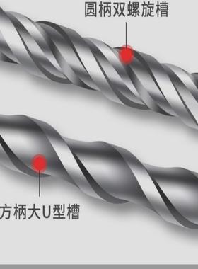 德电锤钻冲击钻头打孔混国凝土穿钢墙加长十字方过圆柄钨筋钢9851