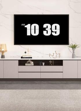 现代实木电视柜地岩客落家用储物柜厅一体新款板奶83235油风大小