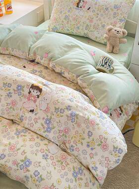 学生舍单床笠三件寝套纯棉全棉夏51445季室上下人铺0.9宿床品床单