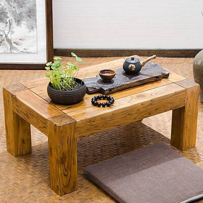 K炕8桌实002木老榆木现榻榻米小茶桌几简约代矮桌子实木飘窗榻榻