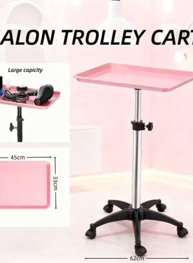跨境新款粉红车工具推车时大容量尚浪沙龙推可72593调节移动漫托