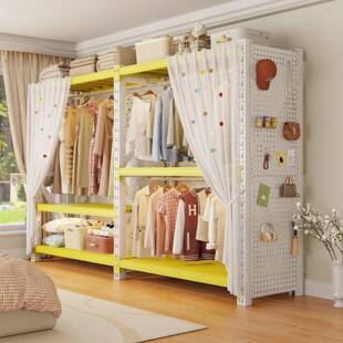 简易货衣柜家用卧室EXB开放式落地层收置物架多出纳租屋用钢制架