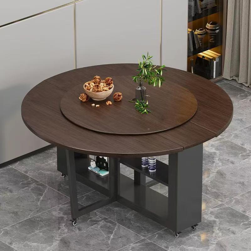 新中折叠餐家用1咨询客服0人酒店餐厅大圆桌物饭储桌桌多功能快餐