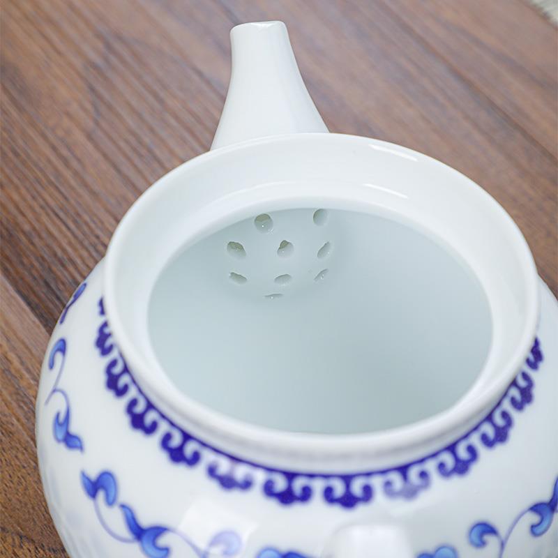青花陶瓷泡茶壶带过网隔内胆用水单壶滤茶分离冲茶家器大容量HYtw