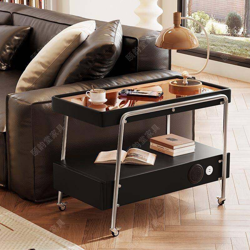 轻奢厅多功能沙客发可边几沙发SER边柜橡胶木边现代简约侧柜移动