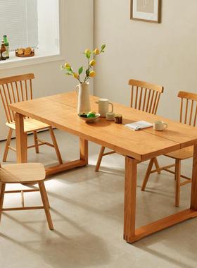 闲全实木民莫比恩餐桌椅组合家客厅厨房长方形饭用桌wyy20241宿酒