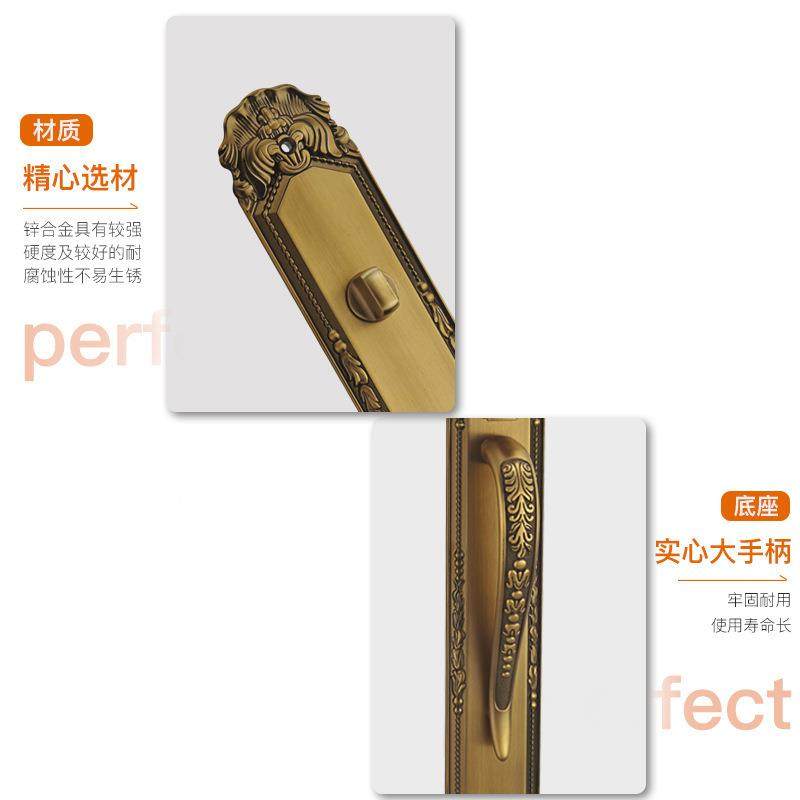 美式别墅欧式风格双开锌门锁合金入锁户欧式大拉手锁户入对开门锁,基础建材,机械门锁,淘宝优惠券,粉丝福利购,淘宝优惠卷