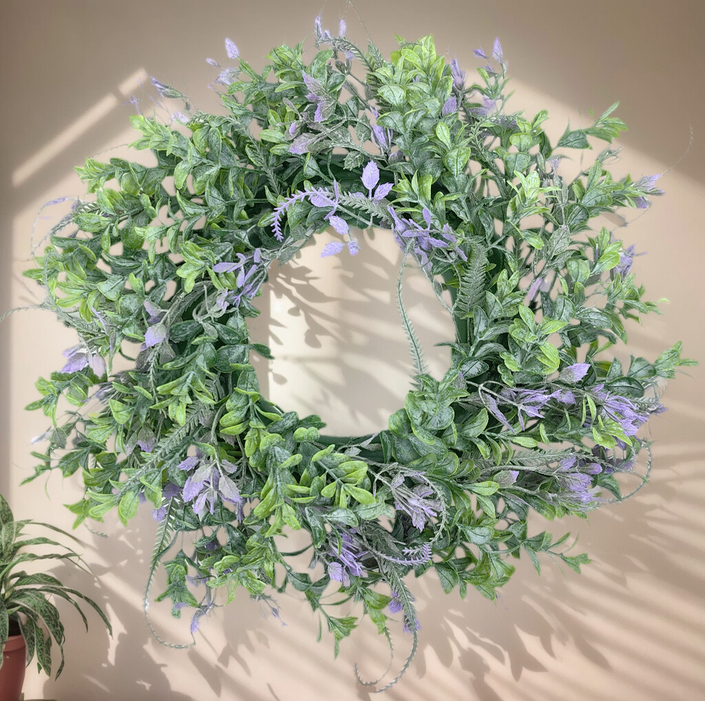 仿真花环门饰美式植毛 薰衣草花环 婚庆用品亚马逊草门环双子草环