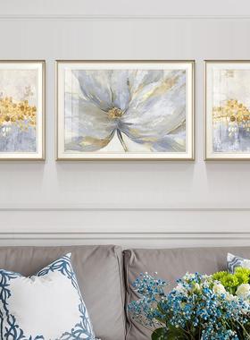 现代简美客画沙背景画美式厅zy327轻奢装饰画简抽象约花卉三联抽