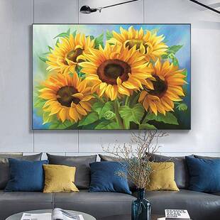 款满钻石画横版5钻d新卧室餐厅简约ENG向日葵手绣工点钻十字2025