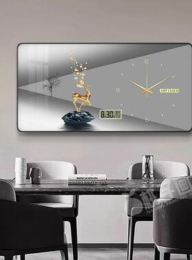 新万年厅历餐装饰画福吃鹿客厅挂画饭餐桌电XY776237款子钟表挂钟