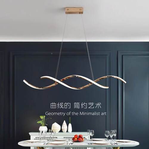 客厅灯现代简约室高端设计师125不锈钢麻花厅艺术线条卧餐灯吊极