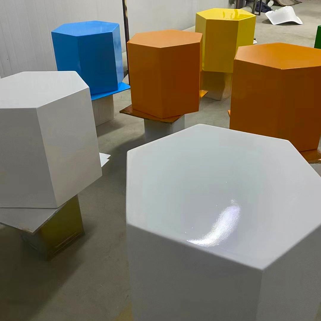 璃钢六玻边形坐椅创意设计时尚家具组商场幼561合儿园等候区师休