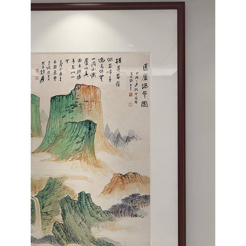 山新中式玄关装饰画张大千66aa水墨道水风景画走廊过楼梯间风水国