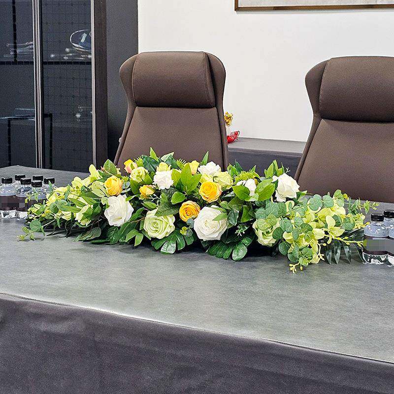 假花仿真花档长高形大会549议花商务桌台花办公型会议室桌面装饰