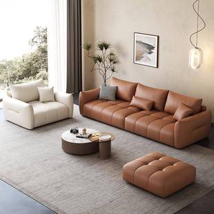 现代简约奶油风沙发意B128 猫爪皮厅沙客发组合角小户型转排 直式
