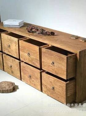 新款老木电视柜做旧民老宿RXL酒店装饰影视柜实板木门收榆纳柜电