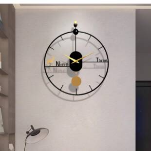 极免简铁挂钟客厅家用餐厅装挂饰钟表艺圆形时钟QNZ挂墙打孔壁式