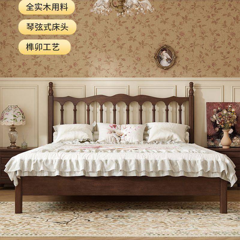 美式乡实木床1.5米现代简约复村古法式.米8双人TJX床民宿耐1用温
