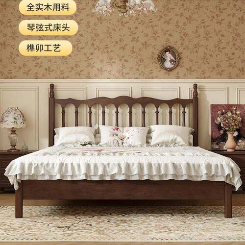 美式乡实木床1.5米现代简约复村古法式.米8双人TJX床民宿耐1用温