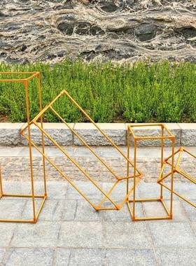 OUC婚橱庆铁艺几何路森引方框架子婚礼场景装饰窗摆系件道具花架