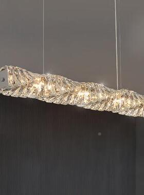 吧台一餐桌灯现代轻奢吸灯简约l825ed高档K9水餐厅字晶灯顶长条吊