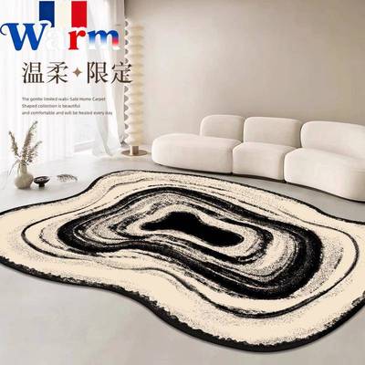 ?国地毯客厅异形轻奢2025款免打理不规则沙茶几新地Fh(x}h(h垫发