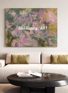 景SGMX手绘油画花顺境餐厅肌理抽象客画厅装饰卧繁室沙发VID背挂