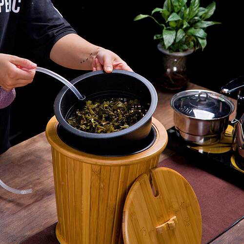 中式竹制茶水桶过滤垃圾桶大号储茶244渣日桶方形矮水小号客家用