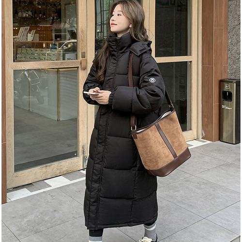 实拍 羽绒服女冬季中长款过膝韩版宽松学院风加厚ins休闲棉衣棉服